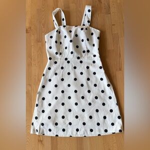 Mango Black and White Polka Dot Cotton Mini Dress, Size S